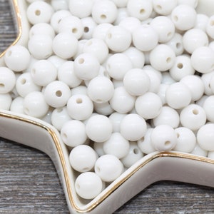 8mm White Gumball Beads, Round Acrylic White Loose Beads, Bubblegum Beads, Chunky Beads, Bubble Gum Beads, Jewelry Making Beads #280