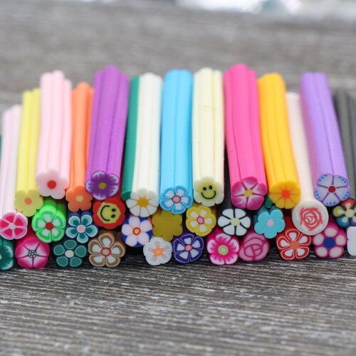 Assorted Flower Polymer Clay Canes Stick Mixed Flowers Fimo Etsy