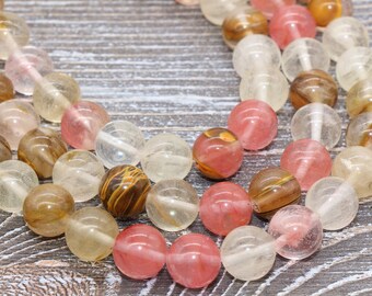 Wholesale Mixed-Colour Cherry Quartz Beads Faceted Round 4mm 5 Strands Of 90+ 