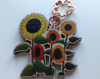 Sunflower 2.5" Cherry Wood Charm