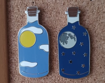 Moon and Sun in a Bottle Enamel Pin