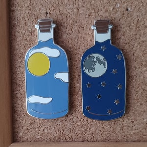 Moon and Sun in a Bottle Enamel Pin