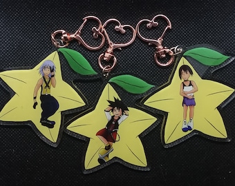 Kingdom Hearts Destiny Island Trio Paopu Fruit Star Clear Acrylic Keychain Charms