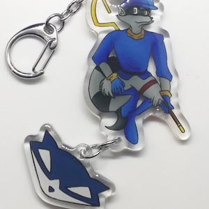 Sly Cooper Double Sided Clear Acrylic Keychain Linking Charms Sly