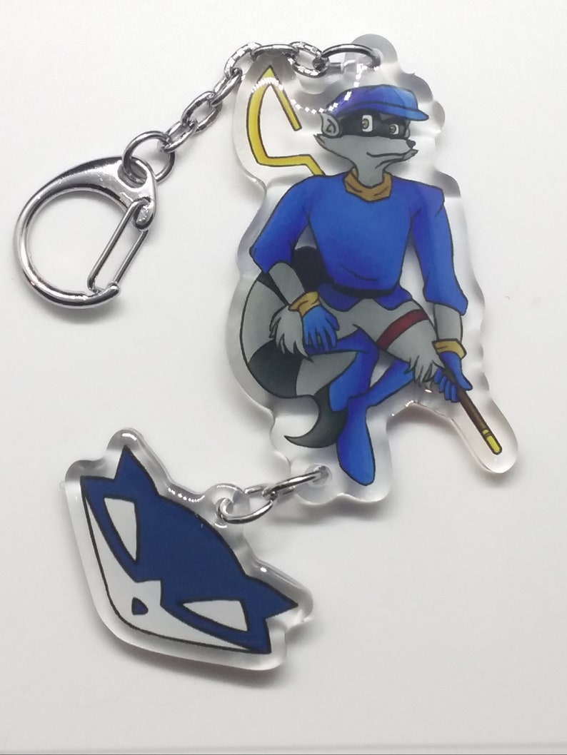 Sly Cooper Double Sided Clear Acrylic Keychain Linking Charms Sly