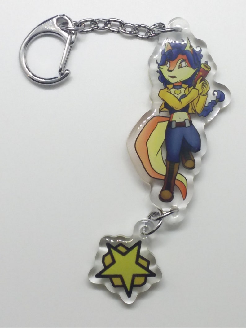 Sly Cooper Double Sided Clear Acrylic Keychain Linking Charms Carmelita