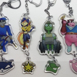 Sly Cooper Double Sided Clear Acrylic Keychain Linking Charms Whole Set
