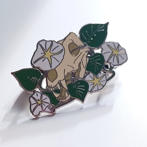 Wolf Skull Moonflower Enamel Pin