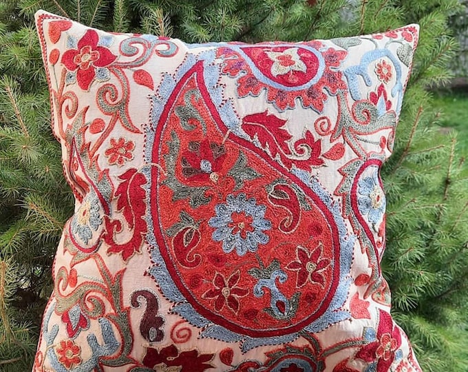 Handmade embroidered textile from Bukhara pillowcase pillow covers Uzbek hand embroidery Suzani pillow cover pillowcases Uzbekistan.