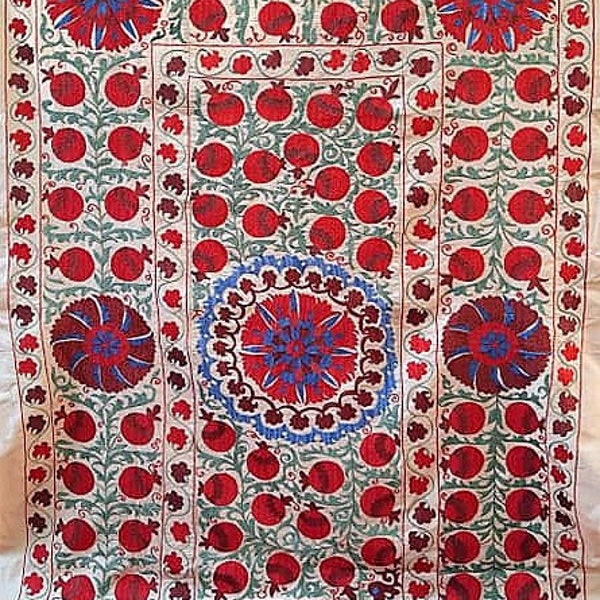 Uzbek hand embroidery Suzani. Wall hanging, tablecloth, Tapestry.Hand embroidered textile from Uzbekistan.