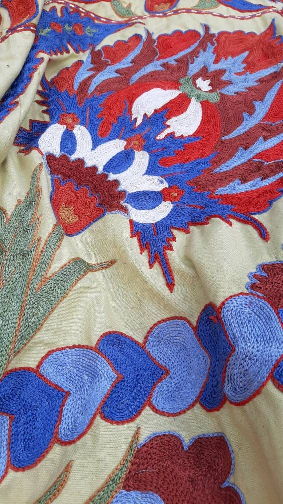 Uzbek hand embroidery Suzani. Bedspread Bedcover Wall | Etsy