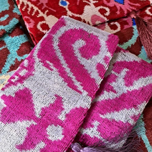 A set of 3 Silk Velvet Ikat  Bahmal clutches ,purses silk ,silk velvet ikat clutches.