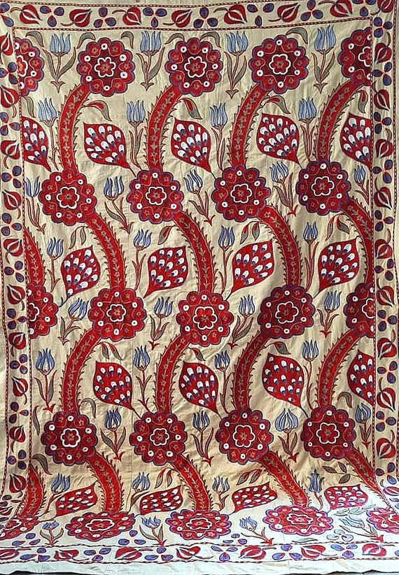 Uzbek hand embroidery Suzani. Bedspread Bedcover Wall | Etsy