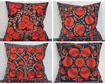 A set of 4 Hand embroidered Suzani Pillow cover, Suzani cushion, Decorative Pillow, pillow case Uzbekistan