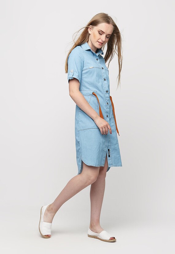 light blue jean dress