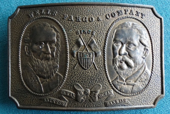 Western Style Brass Belt Buckle Wells Fargo & Company Henry Wells William Fargo Brass Belt Buckle Tiffany NY