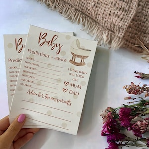 baby shower games | baby shower gift | party games | printed cards for baby shower | boho baby theme | predicitions and advice