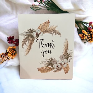 Thank you card | boho card | thanks card | gift | dried floral | handmade