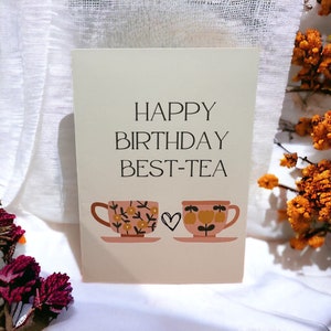 Birthday card | boho card | bestie best friend card | birthday gift | tea | best-tea