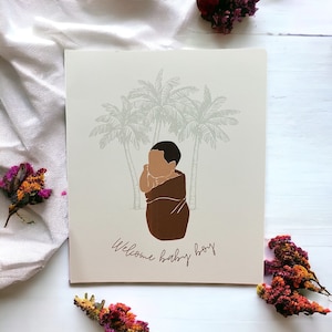 new baby card | boho baby card | palm tree baby card | baby shower gift | newborn gift | pregnancy gift | pregnancy announcement | baby boy