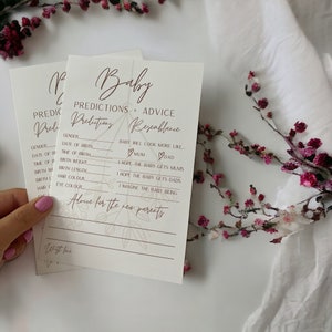 baby shower games | baby shower gift | party games | printed cards for baby shower | boho baby theme | predicitions and advice