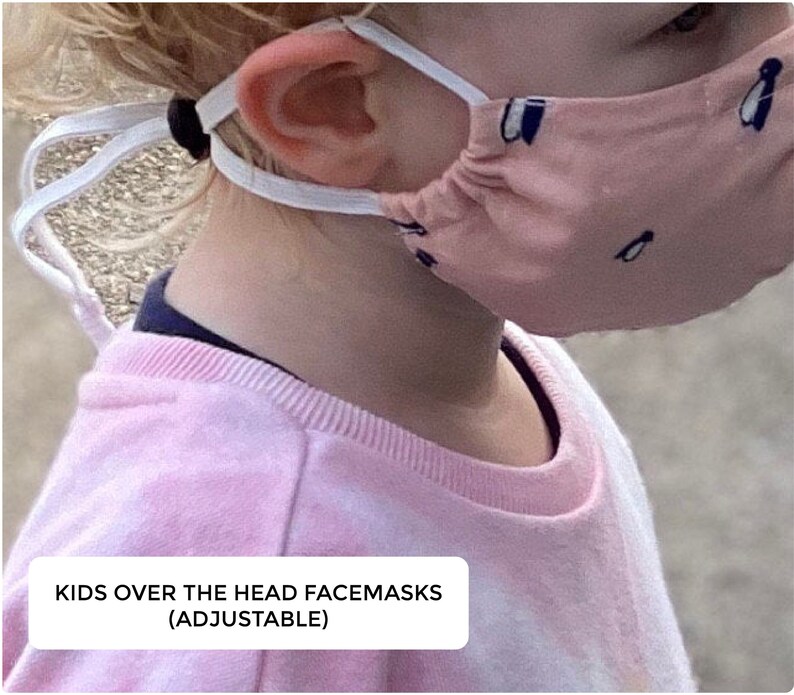 2 layer Kids or Toddler Over the Head Adjustable face masks, Wired Nose Mask, made in usa, Toddler Adjustable facemask, double layered 