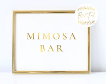 Gold Foiled Mimosa Bar Sign, Bridal Shower Mimosa Table, Bachelorette Mimosa Table, Wedding Reception Sign Decoration, Gold Wedding WS3 BS3