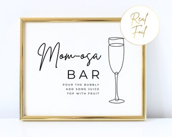 Gold Foiled Mimosa Bar Sign For Baby Shower, Momosa Sign Mimosa Table, Baby Shower Signs WS3 BS3