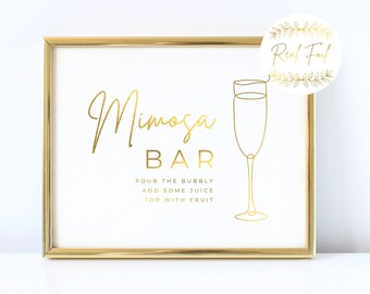 Gold Foiled Mimosa Bar Sign, Bridal Shower Mimosa Table, Bachelorette Mimosa Table, Wedding Reception Sign Decoration, Gold Wedding WS3 BS3