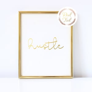 Motivational Wall Art Hustle Print Office Decor Office Quote Cubicle Decoration Gold Office Art Inspirational Quote Boss Girl Boss Lady