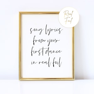 Personalized Gift for Husband First Year Married Song Lyrics First Dance Song Print Wall Art Real Foil Print Wall Art Custom Christmas Gift