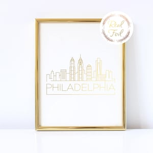 Philadelphia Skyline Gold Foiled Print Graduation Gift Art Wall Decoration Philly Christmas Gift Map Print Home Decor Pennsylvania Gift