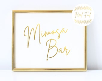 Gold Foiled Mimosa Bar Sign, Bridal Shower Mimosa Table, Bachelorette Mimosa Table, Wedding Reception Sign Decoration, Gold Wedding WS3 BS3