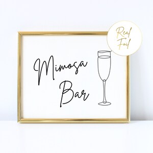 Gold Foiled Mimosa Bar Sign, Bridal Shower Mimosa Table, Bachelorette Mimosa Table, Wedding Reception Sign Decoration, Gold Wedding WS3 BS3 image 2