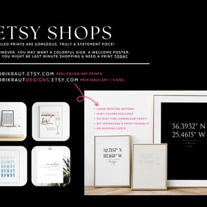May include: A collage of printable art prints for sale on Etsy. The prints feature various designs, including a mimosa bar sign, a "Howdy" sign, a "No Sides" sign, and a set of coordinates. The prints are available in a variety of colors and sizes.