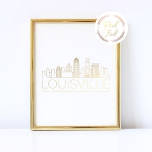 Louisville Kentucky Skyline Wall Art Christmas Gift, Gold Foiled Print Kentucky Louisville Decoration, Housewarming Gift
