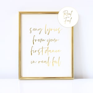 Custom Gift For Wife Personalized Gift for First Valentines Married Song Lyrics In Real Gold Foil Personalized Wall Art Print For Husband