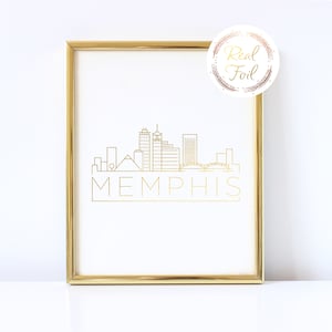 Memphis Gold Foil Print Art Skyline Art Memphis Tennessee Art Christmas Gift For Her Memphis Print Tennessee Modern Print Housewarming Gift