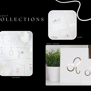 May include: A collection of greeting cards featuring various designs, including bar line art, zodiac signs, and city skylines. The cards are printed on white cardstock and feature gold foil accents.