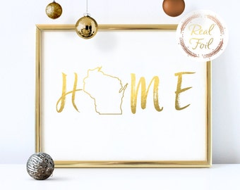 Moving Away Gift Gold Foiled Print State Wall Art Home Gallery Print Long Distance Housewarming Gift State Print Home Print Home Gift