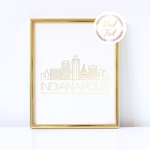 Indianapolis Gold Foil Print Art Skyline Art Indianapolis Art Gift For Her Indianapolis Print, Indianapolis Modern Print