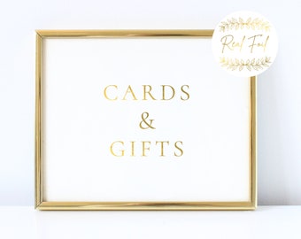 Gold Foiled Wedding Sign Cards and Gifts, Bridal Shower Signage, Bridal Shower Cards and Gifts Table Sign Gold Foiled WS3 BS3