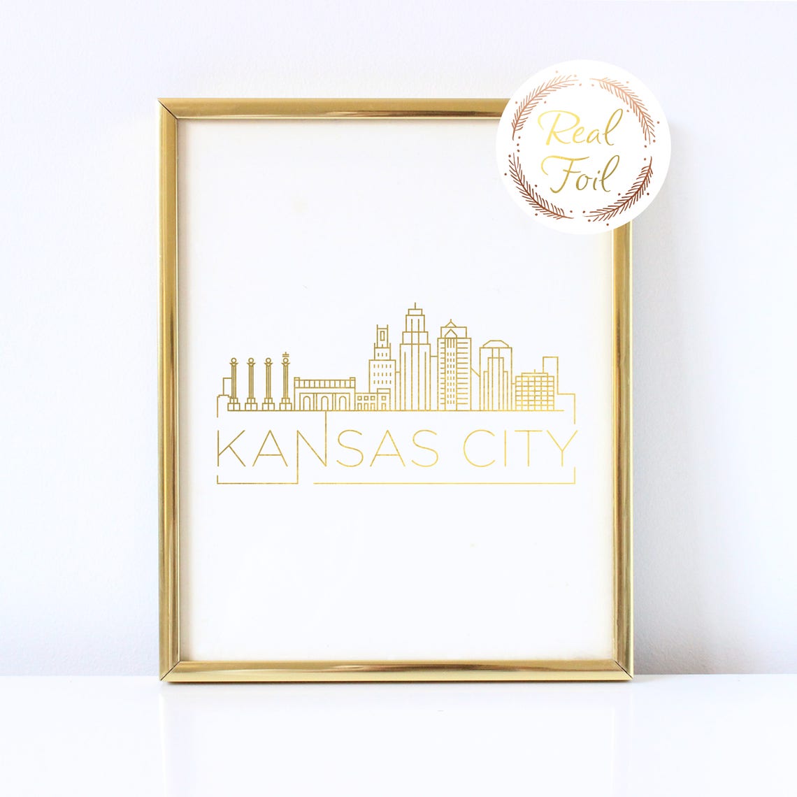 Kansas City Gold Foiled Print Skyline Wall Art Kansas City Etsy