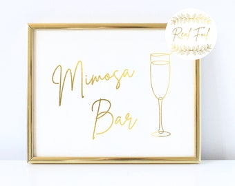 Gold Foiled Mimosa Bar Sign, Bridal Shower Mimosa Table, Bachelorette Mimosa Table, Wedding Reception Sign Decoration, Gold Wedding WS3 BS3