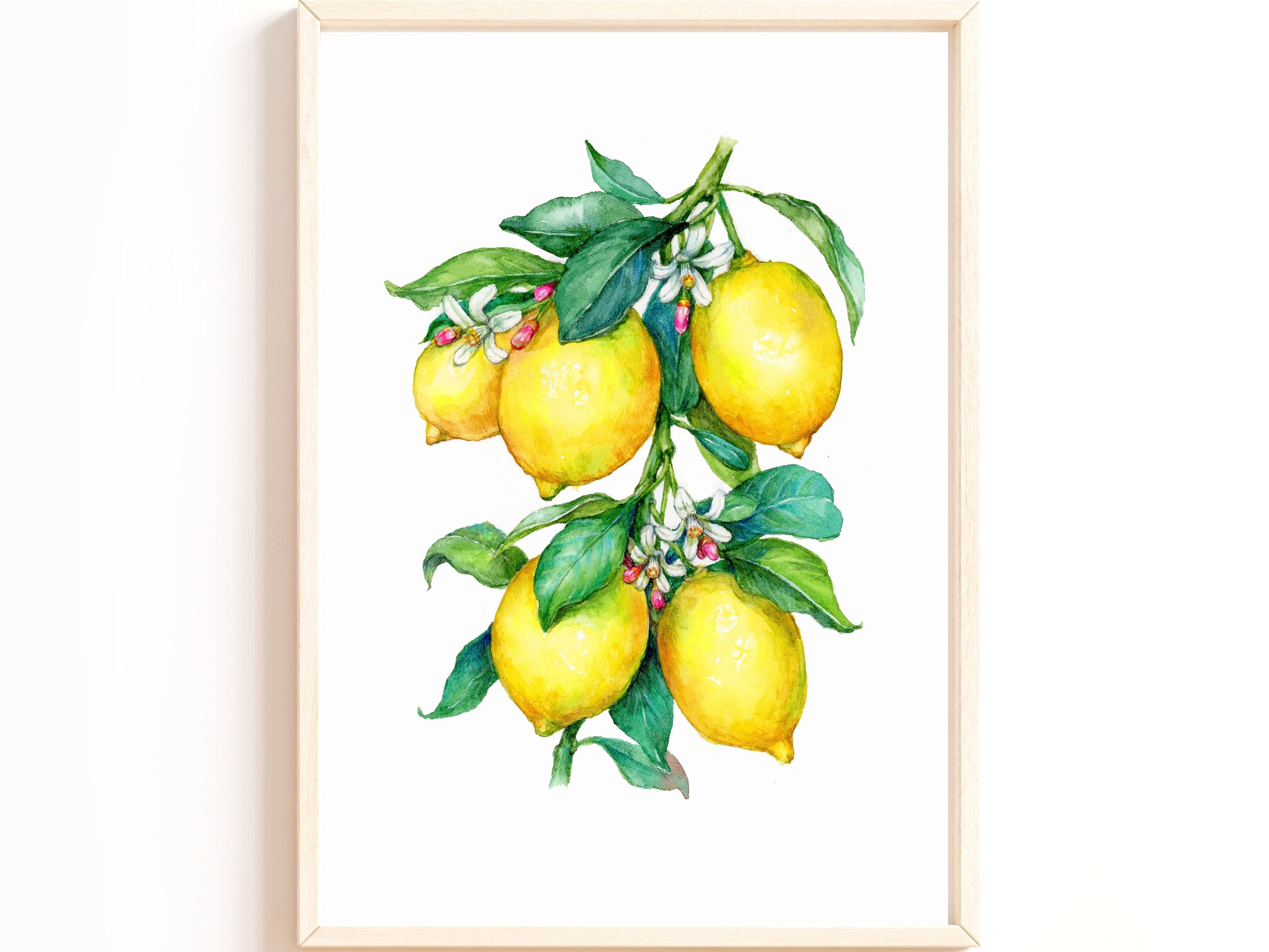 Lemon Tree printable watercolor painting Lemon print | Etsy