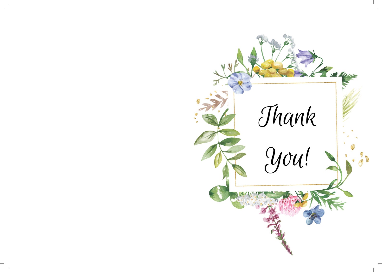 Printable flower thank you card Instant digital download Etsy