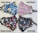 3 layer Face Mask, floral, Protective, 100% Cotton, Washable, Reusable, Mask For Adults, High quality, Nose wire, 1 filter included