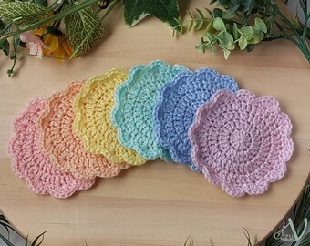 Flower Coaster Set in Pastel Colors – 10.5 cm | Pride & LGBT Design | Hand-Crocheted | 6 Colors | Special Edition for the Opening