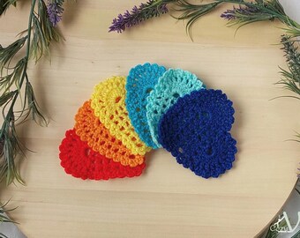 Heart Coaster Set made of polyacrylic – 6 colors, handmade & vintage style | Opening special from CozyV