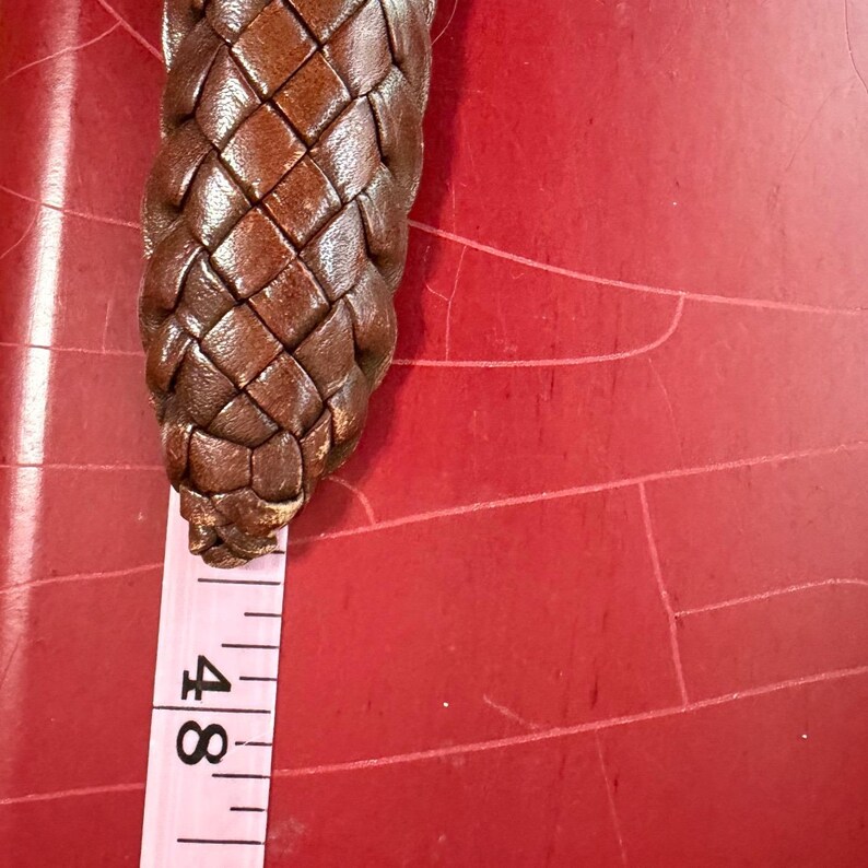 VTG Brighton Braided Woven Leather Belt Men 40 Brown Brass Buckle Casual Classic image 11